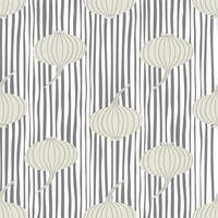 Ripe onion seamless pattern on stripes backdground. vector