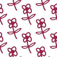 Seamless pattern with cute flowers isolated on white background. Simple style. Abstract floral wallpaper. vector