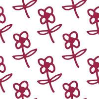 Seamless pattern with cute flowers isolated on white background. Simple style. Abstract floral wallpaper. vector