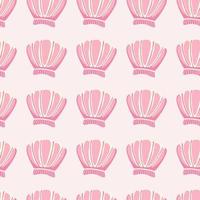 Abstract seashells seamless pattern on pink background. Geometric sea ocean shell endless wallpaper. vector