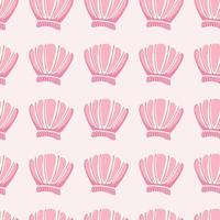 Abstract seashells seamless pattern on pink background. Geometric sea ocean shell endless wallpaper. vector