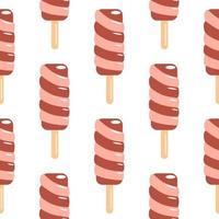 Geometric ice cream seamless pattern with white background. Spiral frozen cream. vector