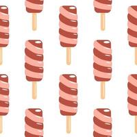 Geometric ice cream seamless pattern with white background. Spiral frozen cream. vector