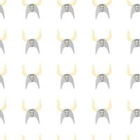 Seamless isolated pattern with ancient viking helmet elements. Cartoon repeat swedish armor elements in pastel tones on white background. vector