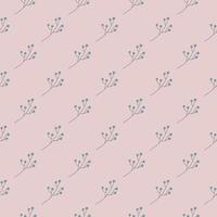 Spring seasonal seamless pattern with diagonal simple berries ornament. Pastel pale pink background. vector