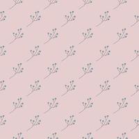 Spring seasonal seamless pattern with diagonal simple berries ornament. Pastel pale pink background. vector