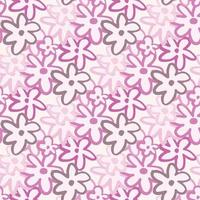 Spring seamless chamomile contours pattern. Pink, lilac and purple colors silhouettes. vector