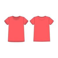 T-shirt in red color for women isolated isolated on white background. vector