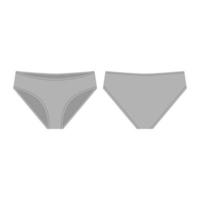 Gray underpants for girls isolated on white background. Lady lingerie technical sketch. vector