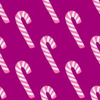 Seamless bright new year pattern with pink and white colored candy shapes. Violet background. Sweet food backdrop. vector