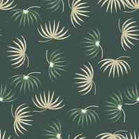 Beige and green random tropic leaves silhouettes seamless pattern. Exotic botany backdrop with floral print. vector