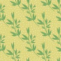 Seamless pattern with leaf on yellow background. Retro floral wallpaper. Botanical decorative backdrop for fabric design vector