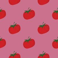 Seamless pattern with ripe tomato. Red tomatoes. Organic vegetable wallpaper. vector