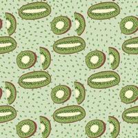 Modern seamless pattern with abstract kiwi fruit slices silhouettes. Pastel background with dots. vector