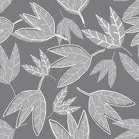 Abstract monochrome leaves wallpaper on black background. vector