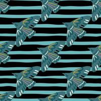 Bright contrast animal seamless pattern with birds ornament. Blue flying seagulls on background with black and turquoise lines. vector