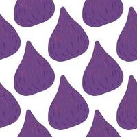 Seamless hand drawn pattern wuth purple abstract fig ornament. Isolated fruit print. vector