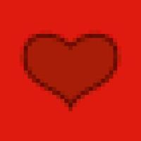 Red heart in pixel art style. 8 bit icon vector