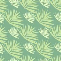 Spring seamless pattern with tropic foliage ornament. Light green background with leaves bush. vector