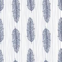 Pastel purple leaves elements seamless pattern in abstract style. Light striped background. Foliage print. vector