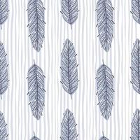 Pastel purple leaves elements seamless pattern in abstract style. Light striped background. Foliage print. vector