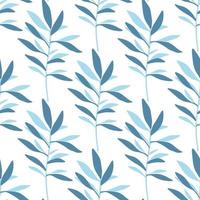 Seamless pattern with geometric branch leaves. Simple summer tropical leaf. vector