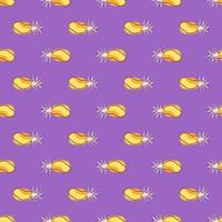 Orange and yellow colored pineapples shapes seamless pattern. Pastel purple background. Simpel print. vector