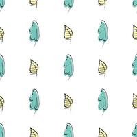 Seamless pattern with green leaf. Drawn by hand. Delicate, elegant textile, brown paper mockup. Flat template. vector