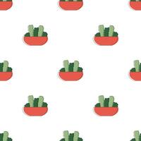 Hand-drawn succulents and cactus doodle pattern. Seamless pattern with cactus. vector