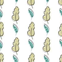 Seamless pattern with leaves. Drawn by hand. Good for menus, textiles wrapping paper and postcards. Flat style. Vector