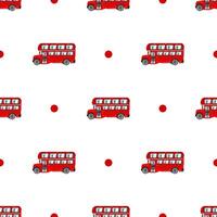 patrón vectorial de autobuses rojos ingleses. patrón de autobuses rojos de dos pisos. vector