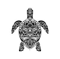 Tribal Polynesian turtle pattern. Turtle with a mask on its shell, a pattern of Maori and Polynesian culture. Isolated. Vector. vector