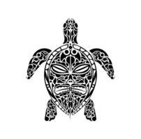 Tribal Polynesian turtle pattern. Turtle with a mask on its shell, a pattern of Maori and Polynesian culture. Isolated. Vector. vector