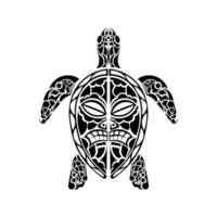 Polynesian style turtle tattoo. Maori mask pattern. Vector illustration.