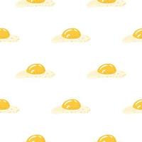 Healthy breakfast seamless isolated pattern with doodle omelette elements. Egg simple meal artwork with white background. vector