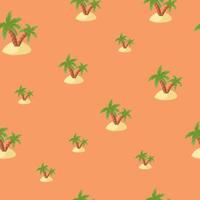 Tropical nature seamless pattern with green palms and island shapes. Pastel pink background. vector