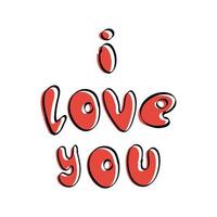 Lettering I love you on a white background. Red handwritten font in doodle style. For T-shirts and postcards. Vector. vector