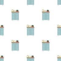 Bedside table Furniture Seamless Pattern. Thin Line art. For backgrounds, websites, textiles, postcards and books. illustration. vector