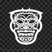 The face of a leader or tribal warrior from patterns. The contour of the face or mask of a warrior. Polynesian, Hawaiian or Maori patterns. For T-shirts and prints. Vector