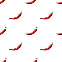Seamless pattern with cartoon red hot chili peppers on a white background vector