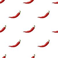 Seamless pattern with cartoon red hot chili peppers on a white background vector