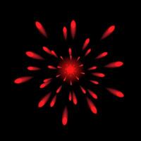 Red realistic fireworks. Isolated on black background. Vector illustration.