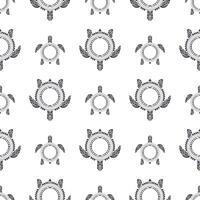 Seamless pattern with Maori sea turtles pattern. Polynesian tribal pattern. Seamless vector background.