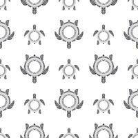 Seamless pattern with Maori sea turtles pattern. Polynesian tribal pattern. Seamless vector background.