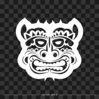 Viking face made from patterns. The contour of the face or mask of a warrior. Polynesian, Hawaiian or Maori patterns. For T-shirts, prints and tattoos. Vector illustration.