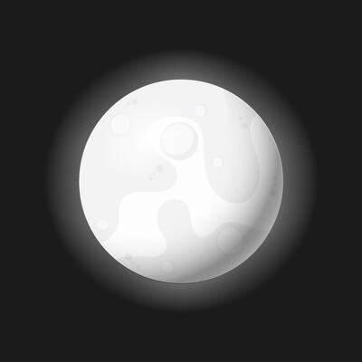 The moon is isolated on a black background. Realistic style. Vector illustration.