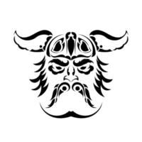 Viking head made of patterns. Good for tattoos or prints. Isolated. Vector illustration.
