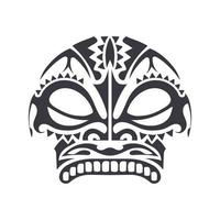 Polynesian Maori face tattoo vector pattern, Hawaiian man or woman tribal design. Hawaiian geometric face black and white