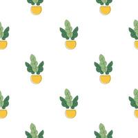 Seamless pattern with flowers. Minimalistic background with flower pots and triangles. graphic design for paper, textile print, page fill. vector