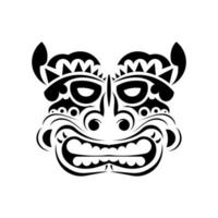 Viking tattoo. Polynesian style face. Hawaiian tribal patterns. Isolated. Vector illustration.